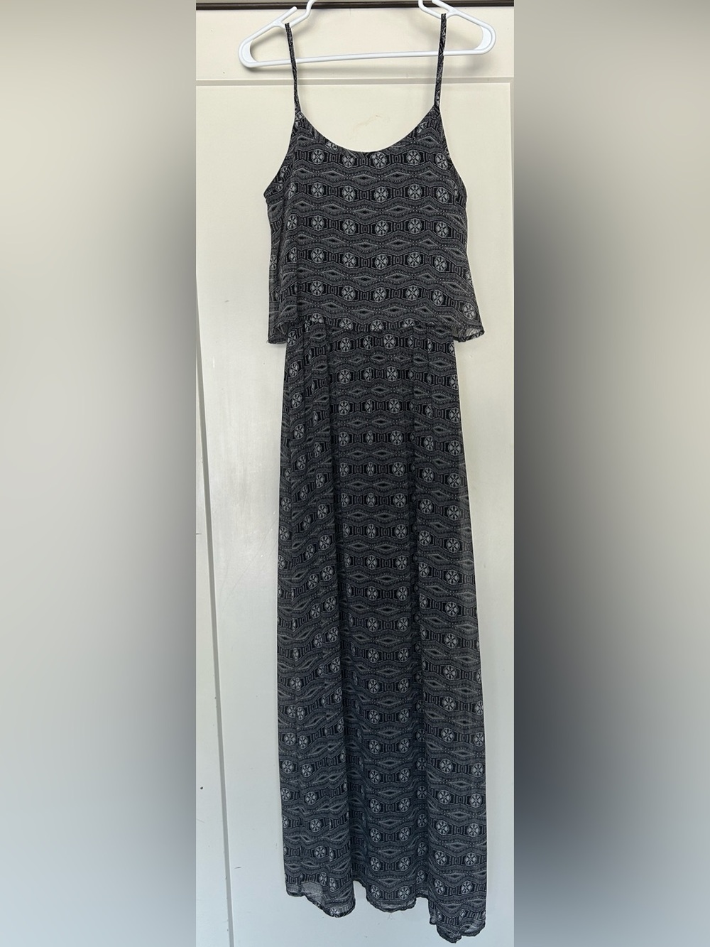 Liberty love Black Patterned Maxi Dress with Spaghetti Straps